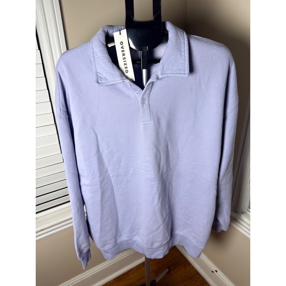 Aritzia Tna CozyAF Fleece Oversized Polo Sweatshirt Lavender Purple Size 3 NWT